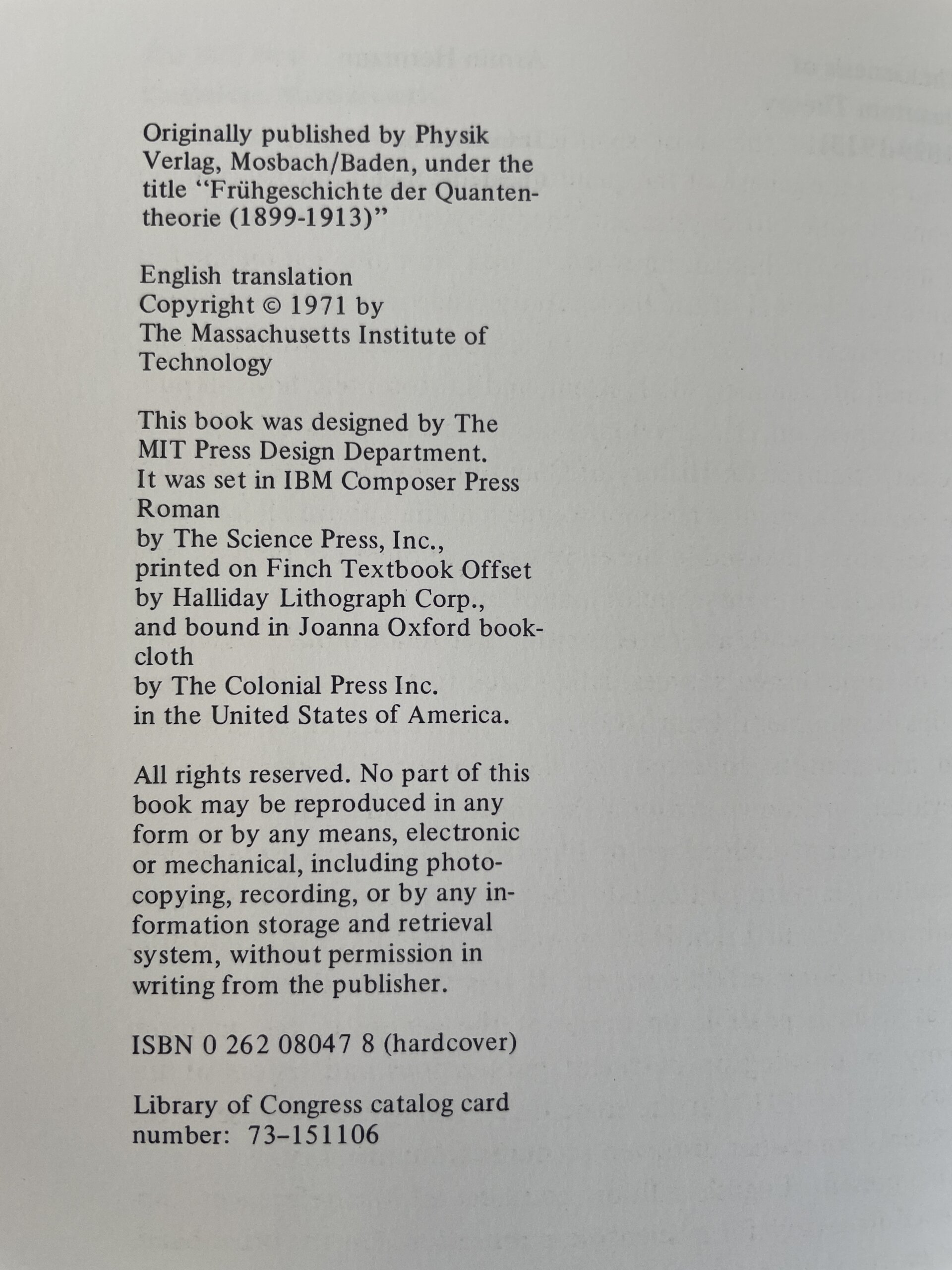 armin hermann the genesis of quantum theory first ed2