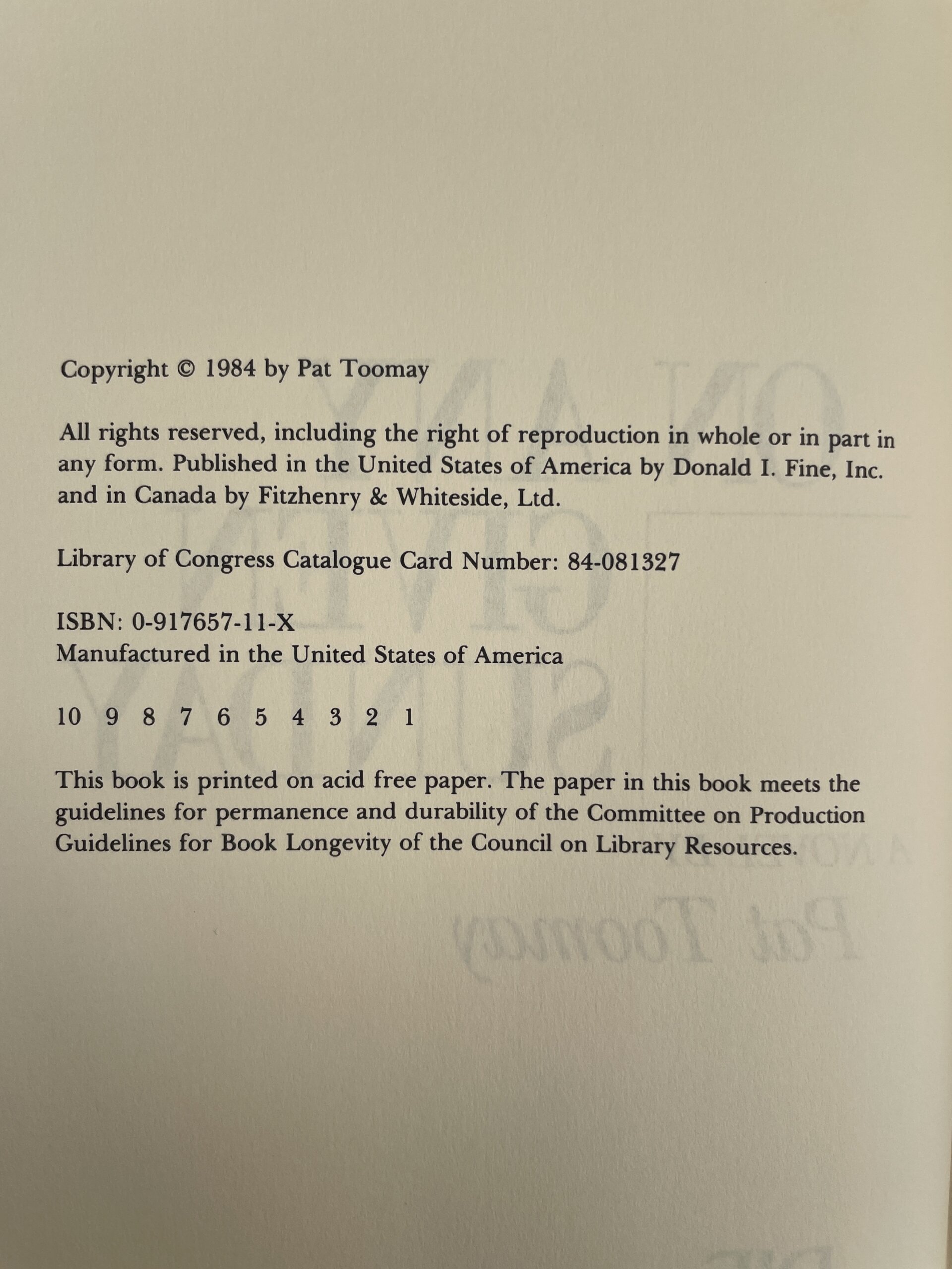 pat toomay on any given sunday signed first ed3