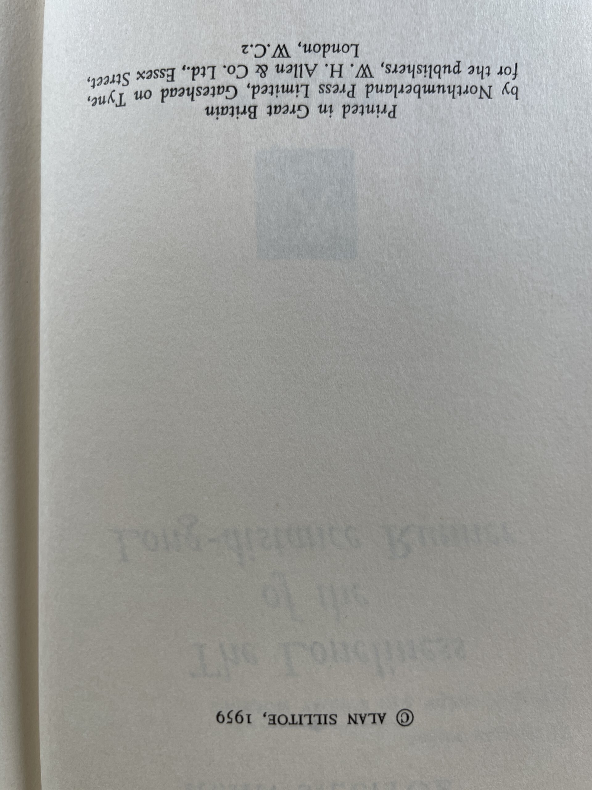alan silitoe the lonliness of first with letter 2