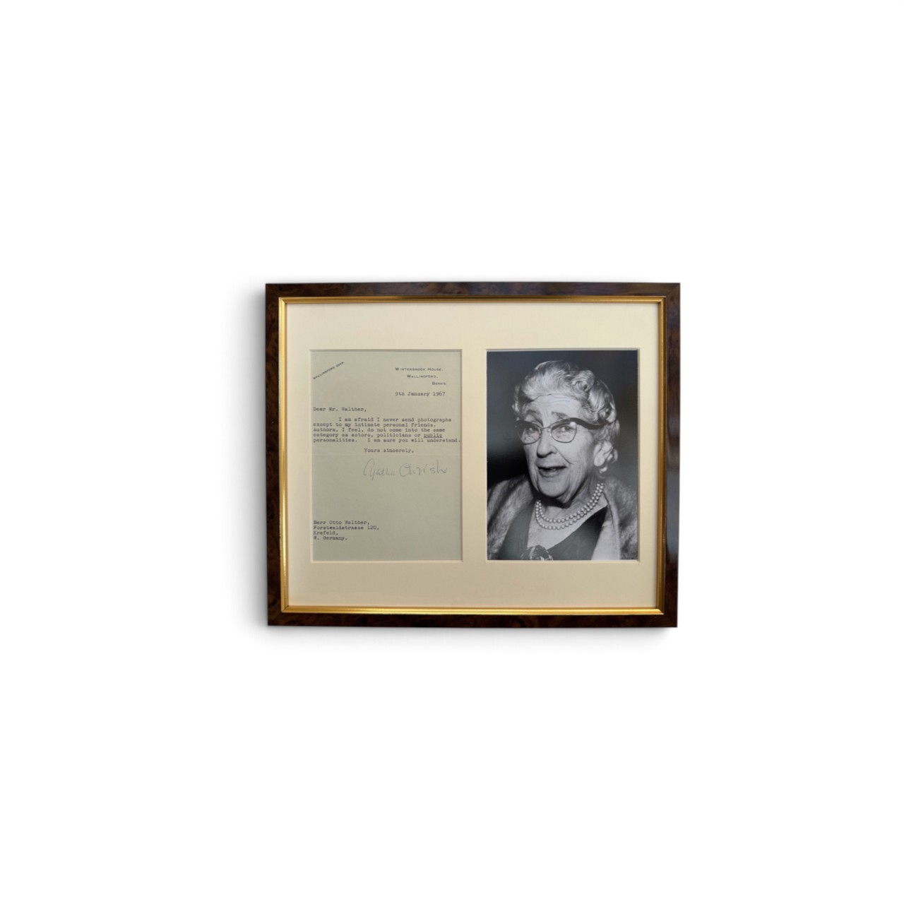 Agatha Christie signed letter to Walther