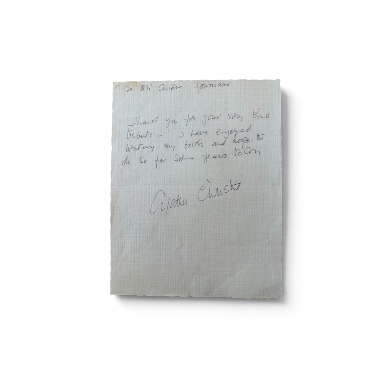 Agatha Christie - Letter to admirer