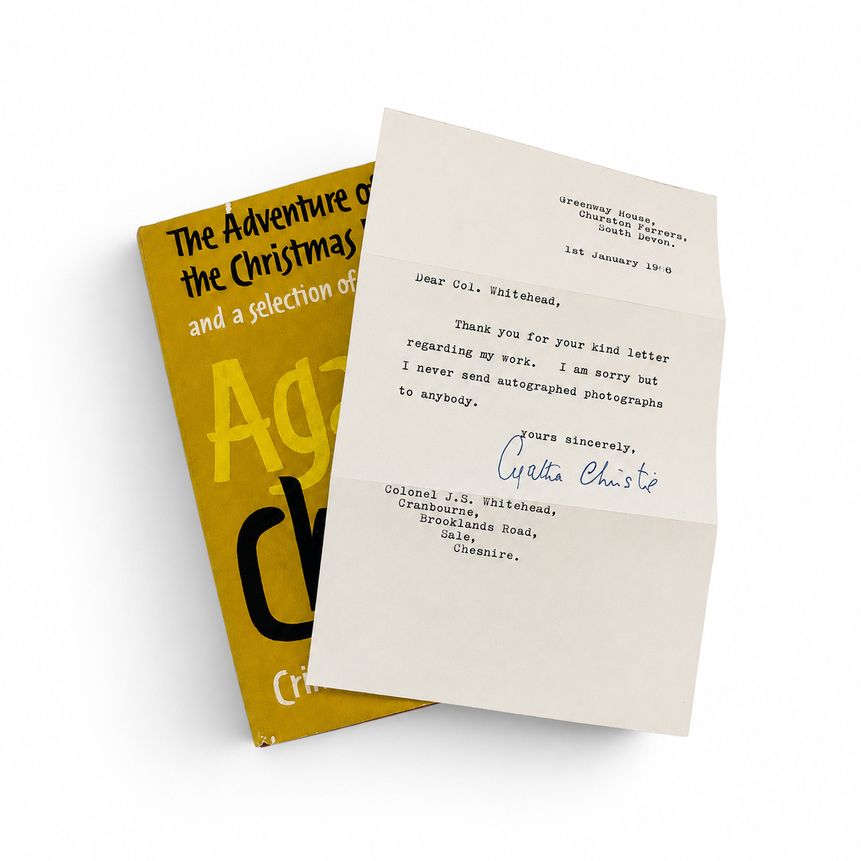 Agatha Christie - The Adventures of the Christmas Pudding - With Signed Letter From Agatha Christie in the Same Year