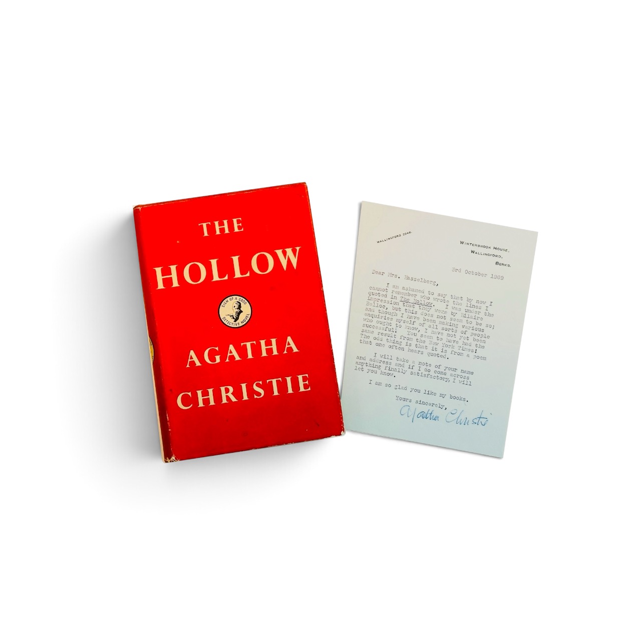 Agatha Christie - The Hollow - first Edition - with letter
