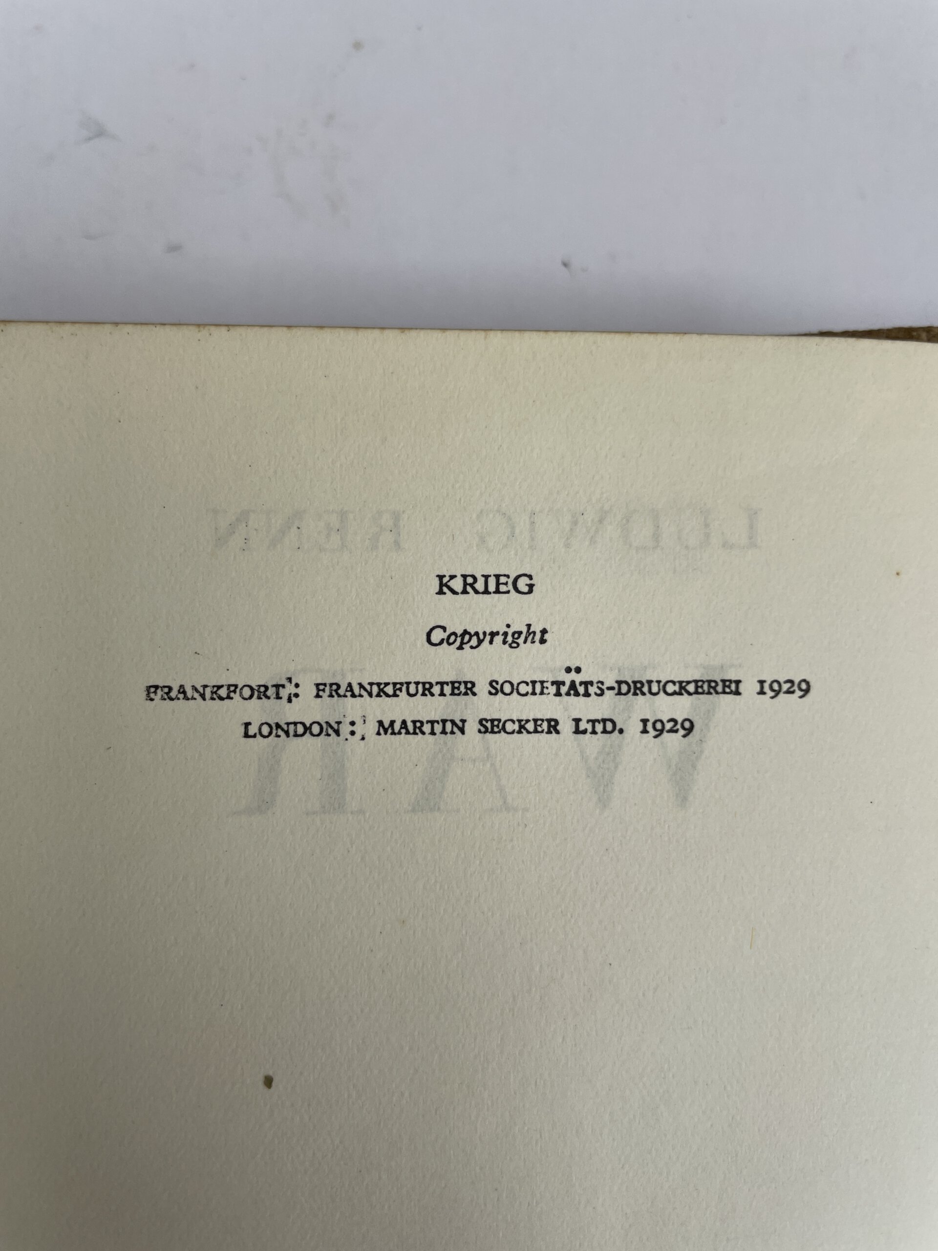 ludwig renn war first edition2