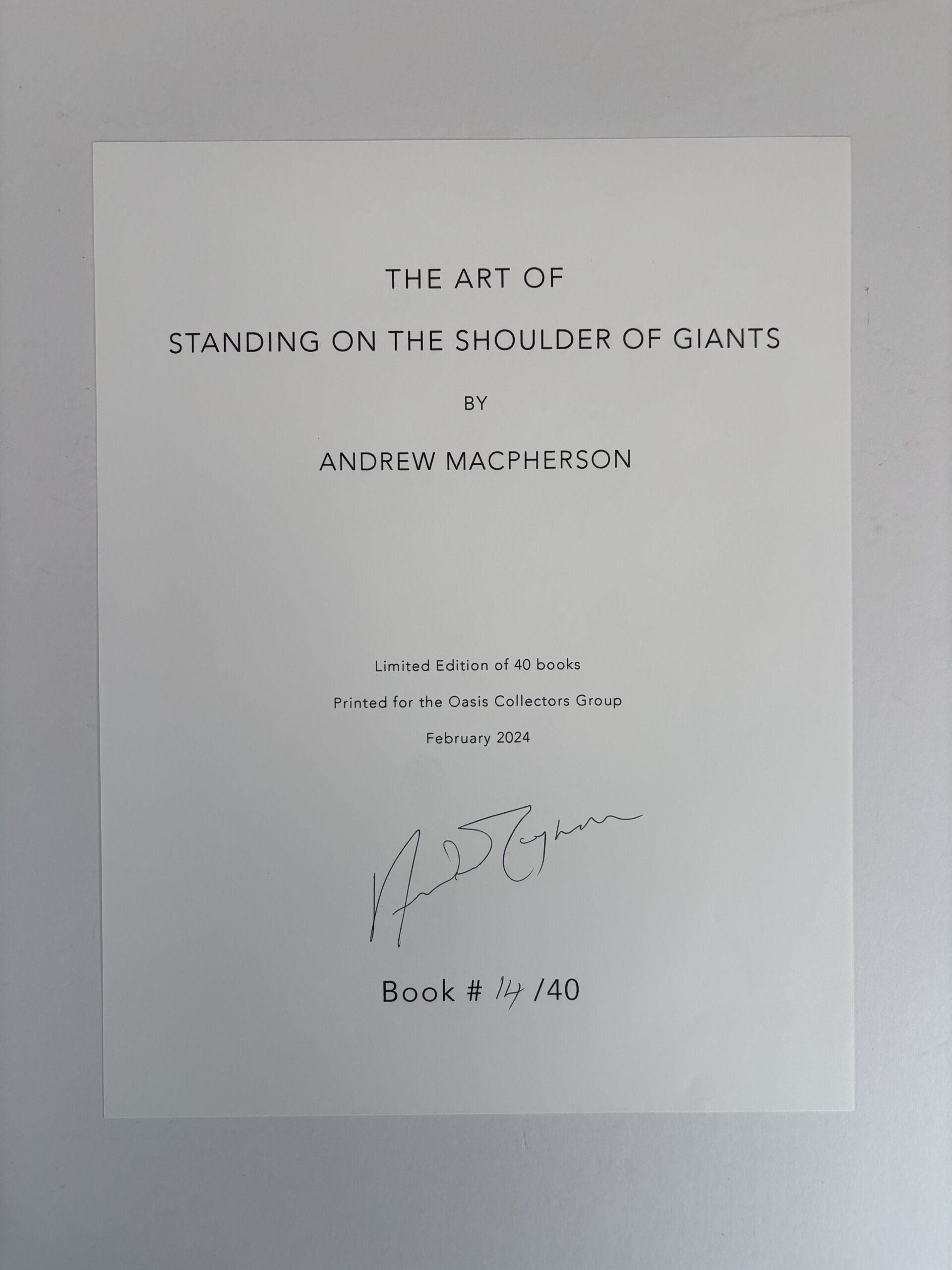 andrew macpherson the art of standing on the shoulder of giants signed3