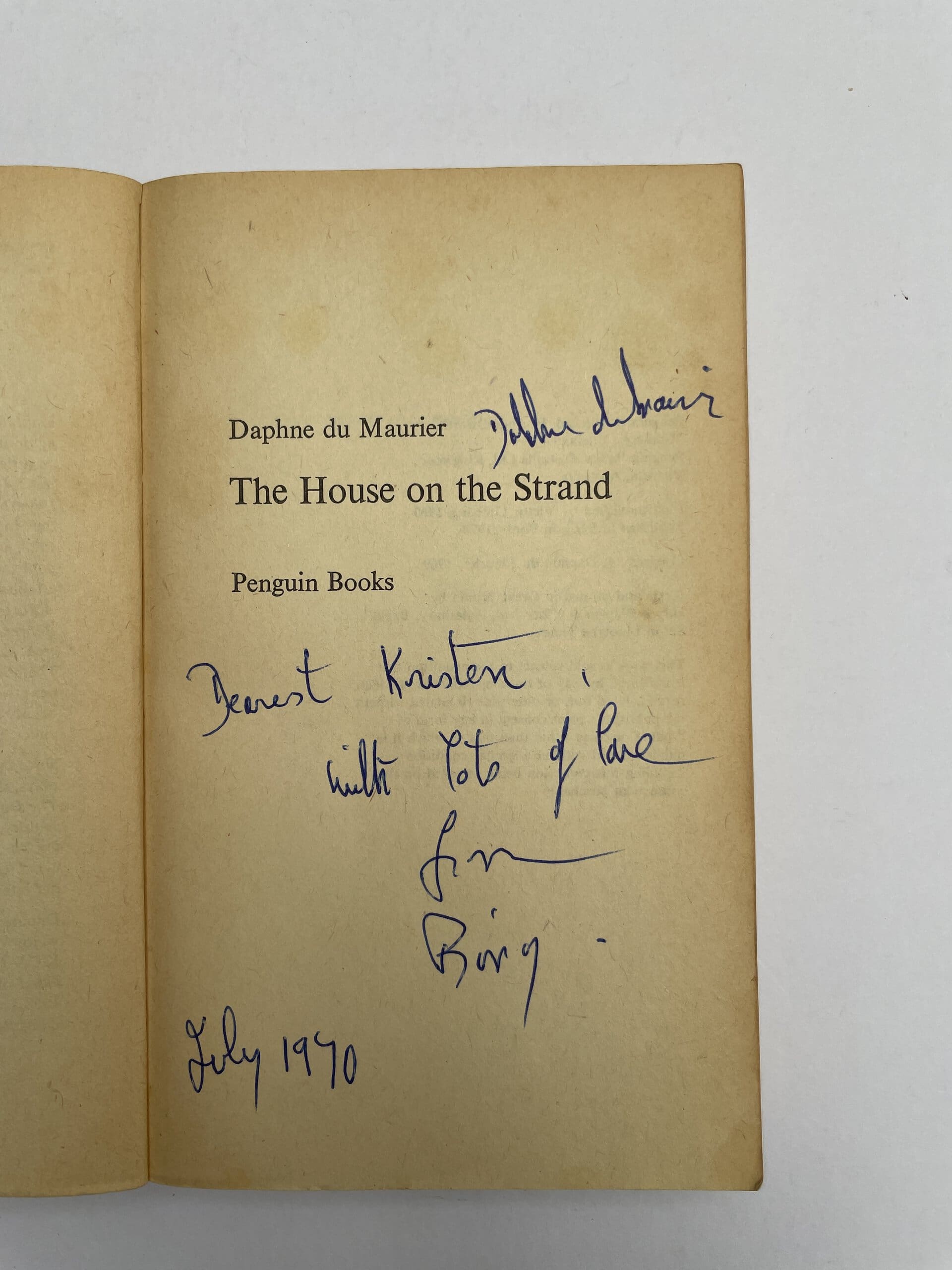 daphne du maurier the house on the strand first pback signed2
