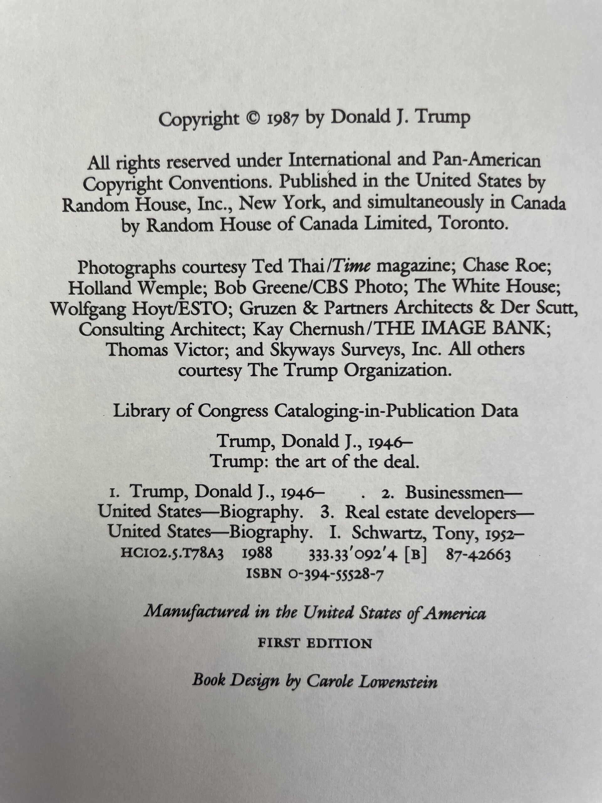 donald trump the art of the deal first edition2