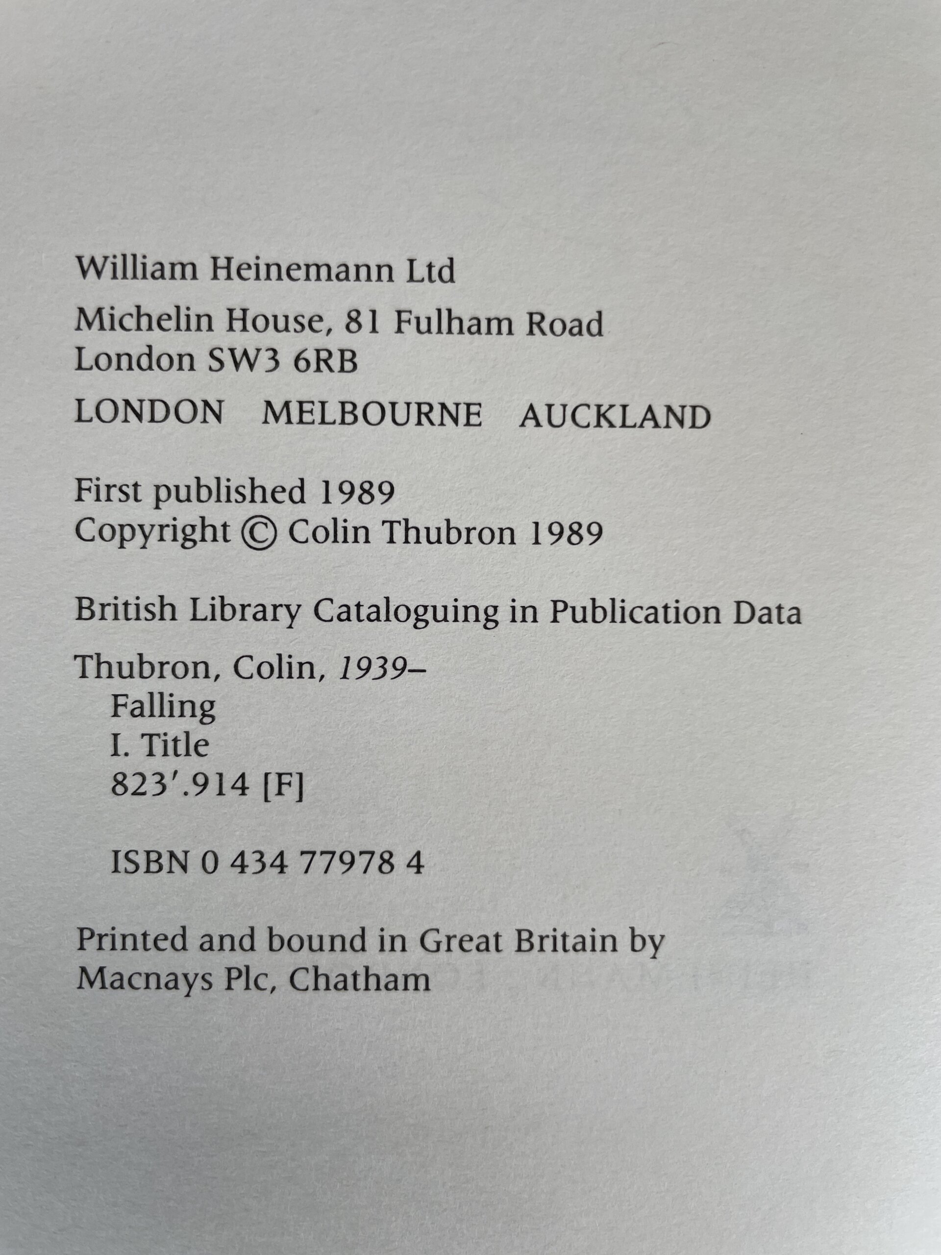 colin thurbon falling signed first edition3