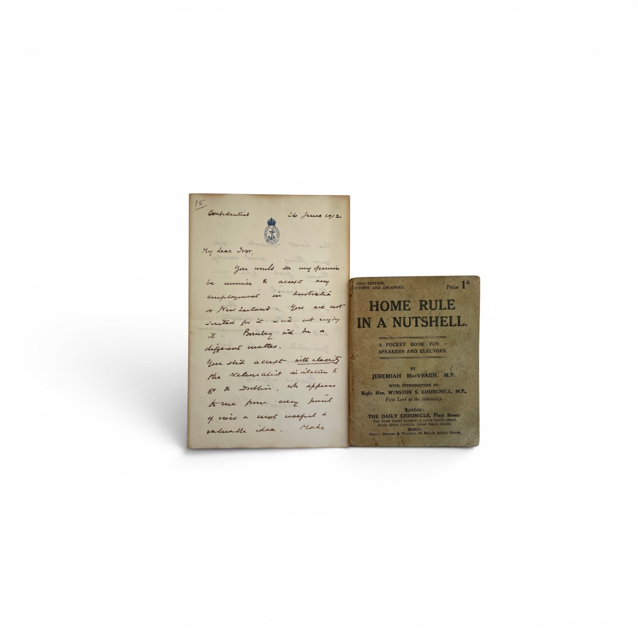 winston churchill hand written letter with phamplet 1