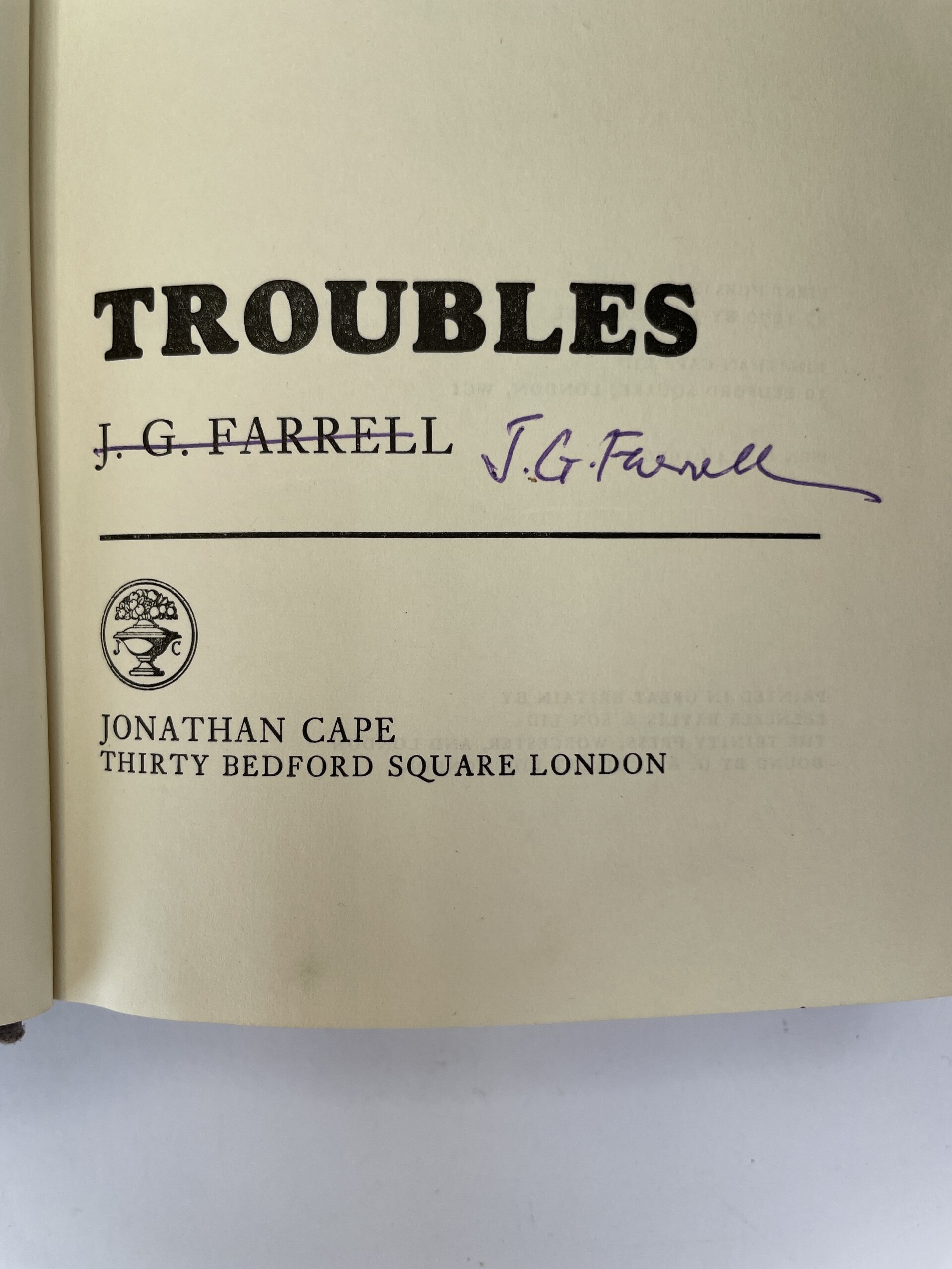 jg farrell troubles signed first edition3