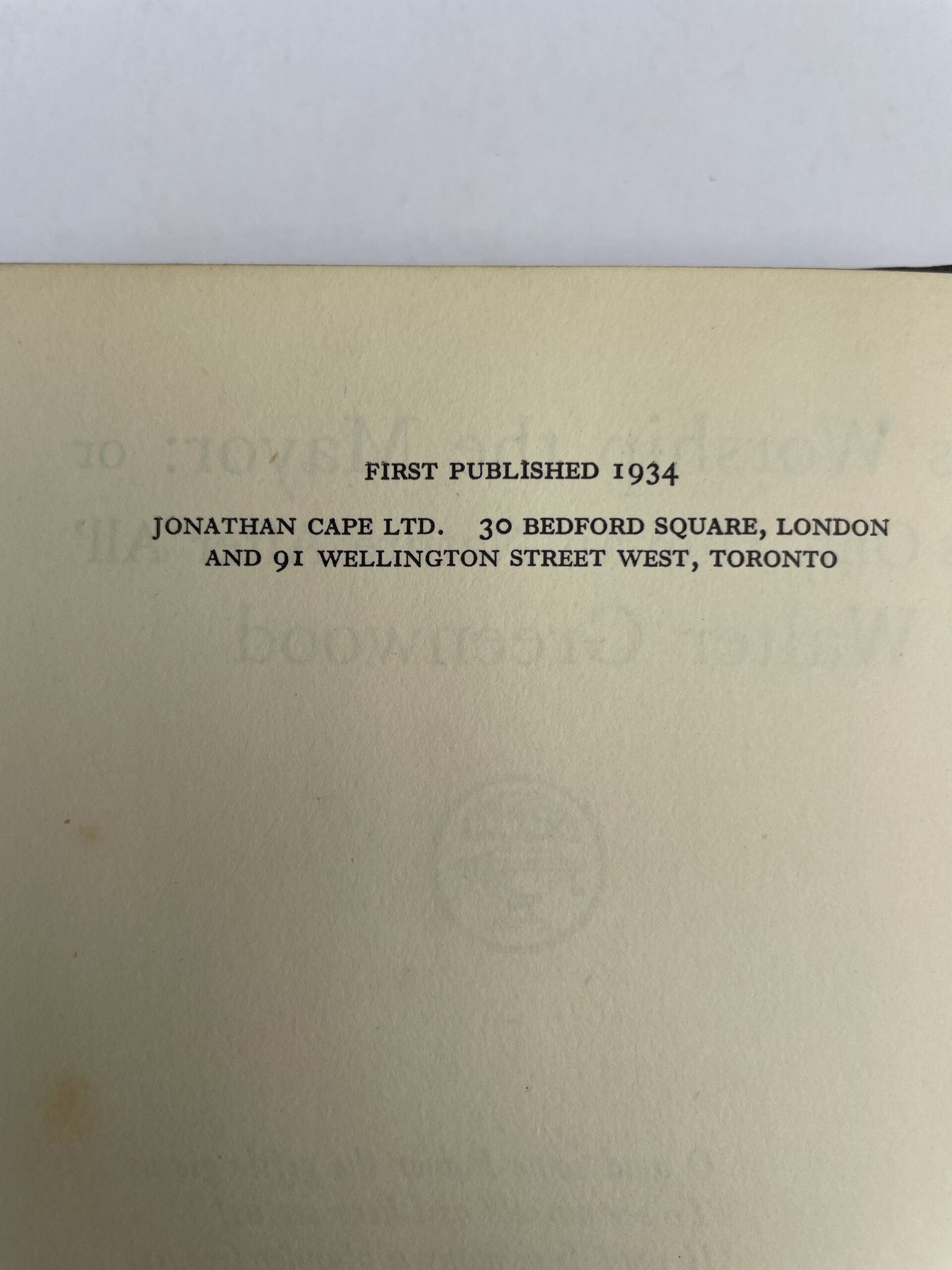 walter greenwood his worship the major signed first3