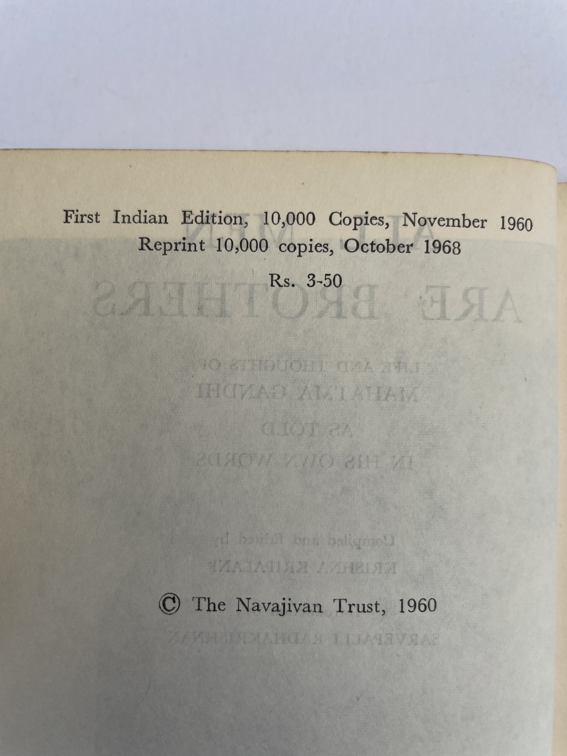 mahatma gandhi all men are borthers first ed2