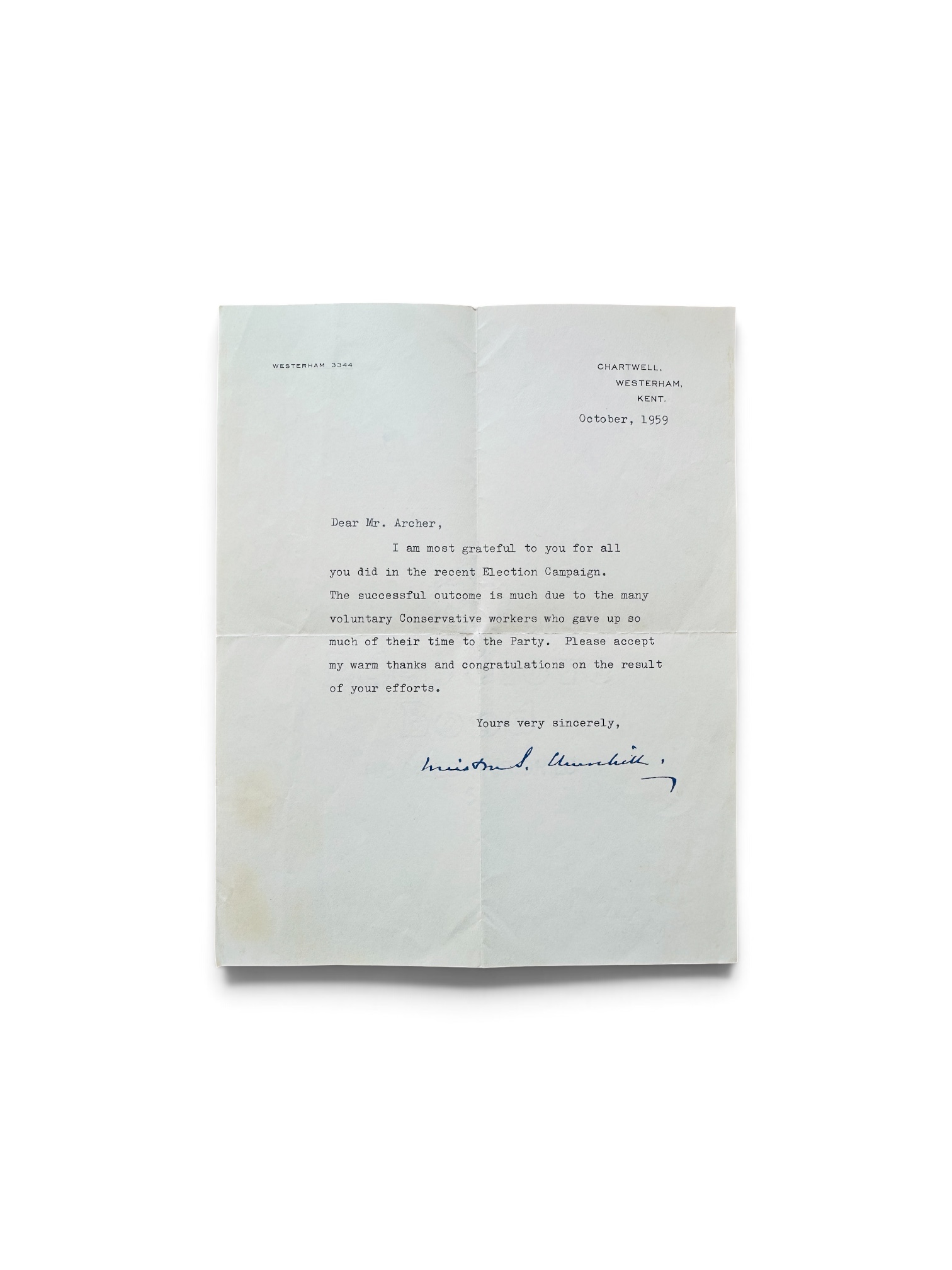 Winston Churchill - Signed Letter