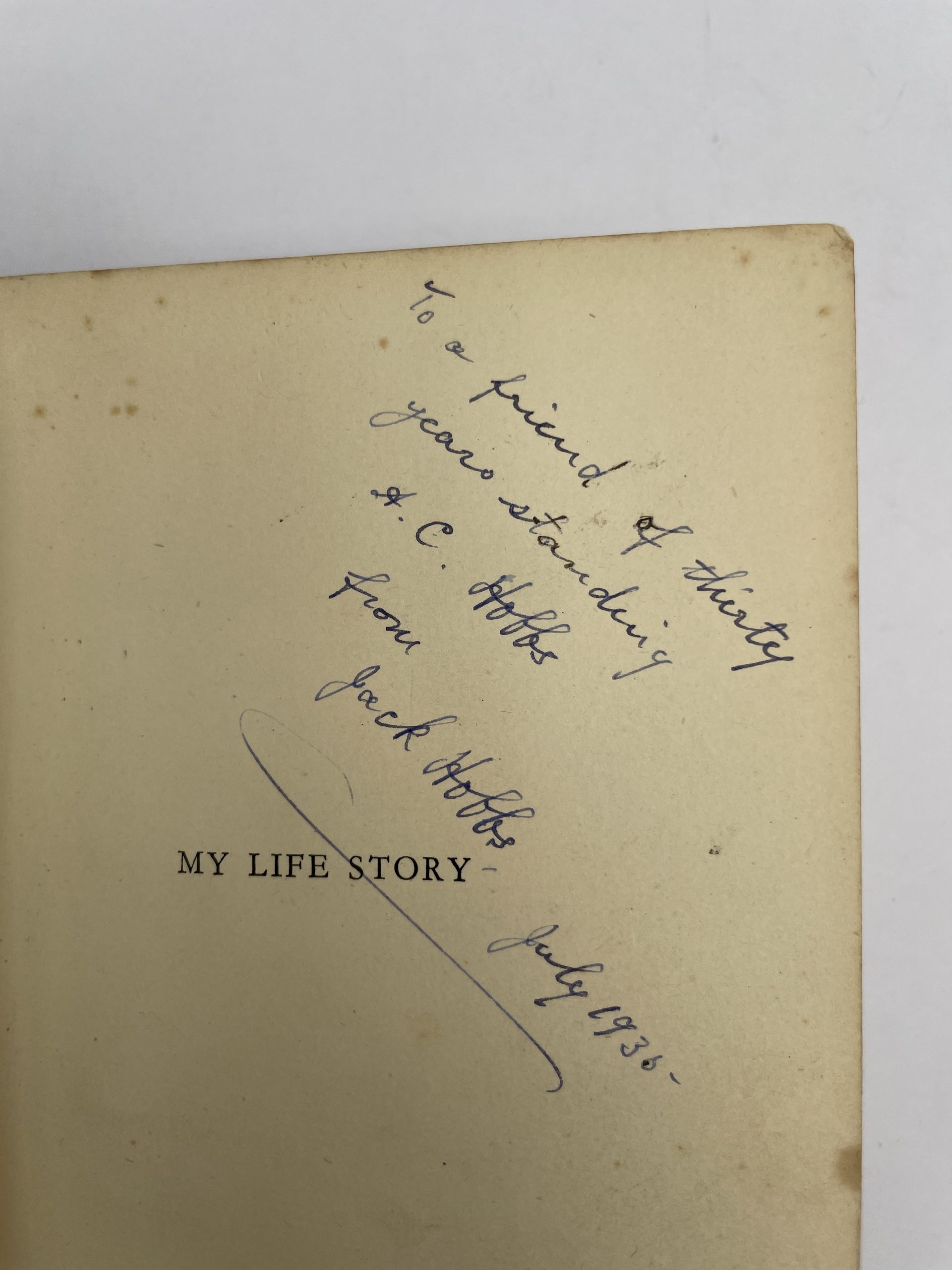 Jack Hobbs - My Life Story - First Edition 1935 - DOUBLE SIGNED - Image 3