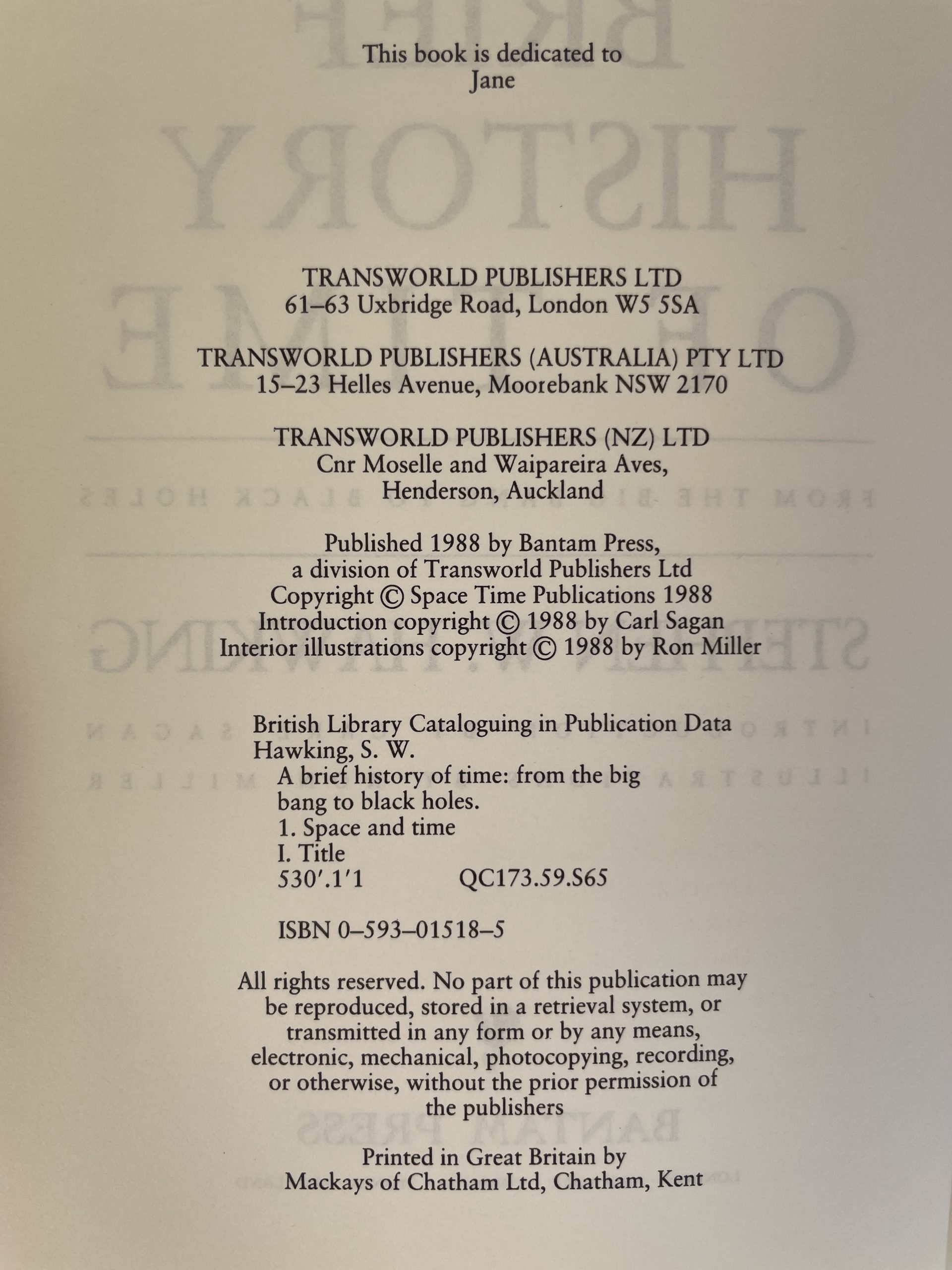 Stephen Hawking - A Brief History of Time - true first issue of the first UK edition - 1988 - Image 2