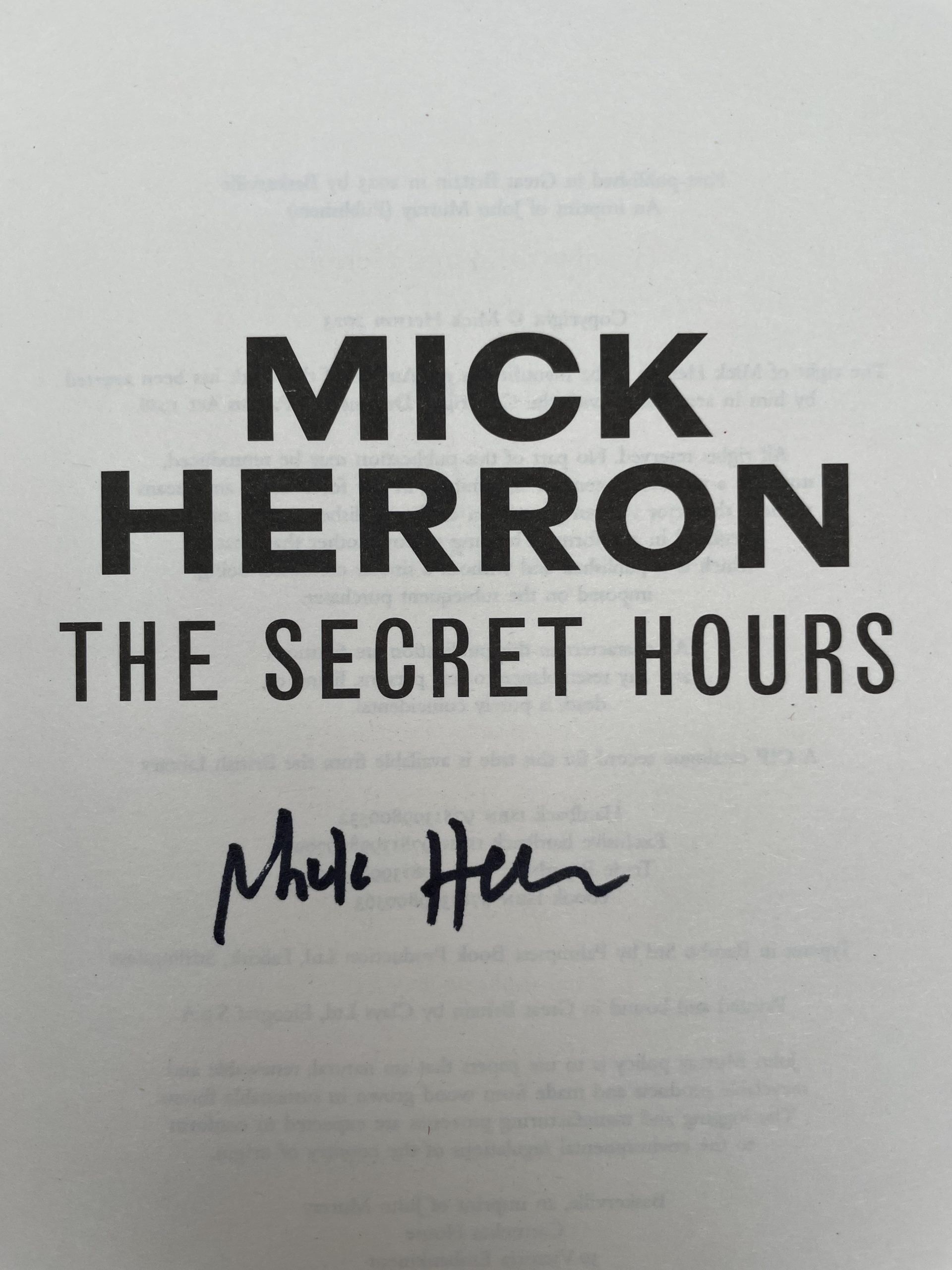 Mick Herron - The Secret Hours - SIGNED by the Author - First Edition - 2023 - Image 2