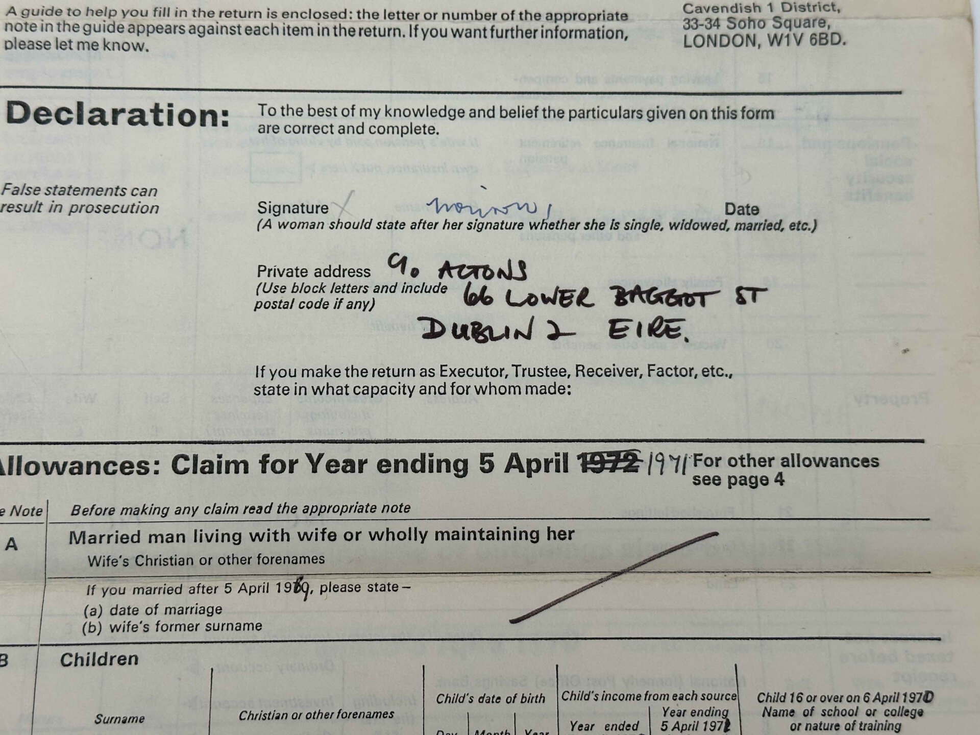 Len Deighton - Tax Return For the Year 1970-71 - Image 3