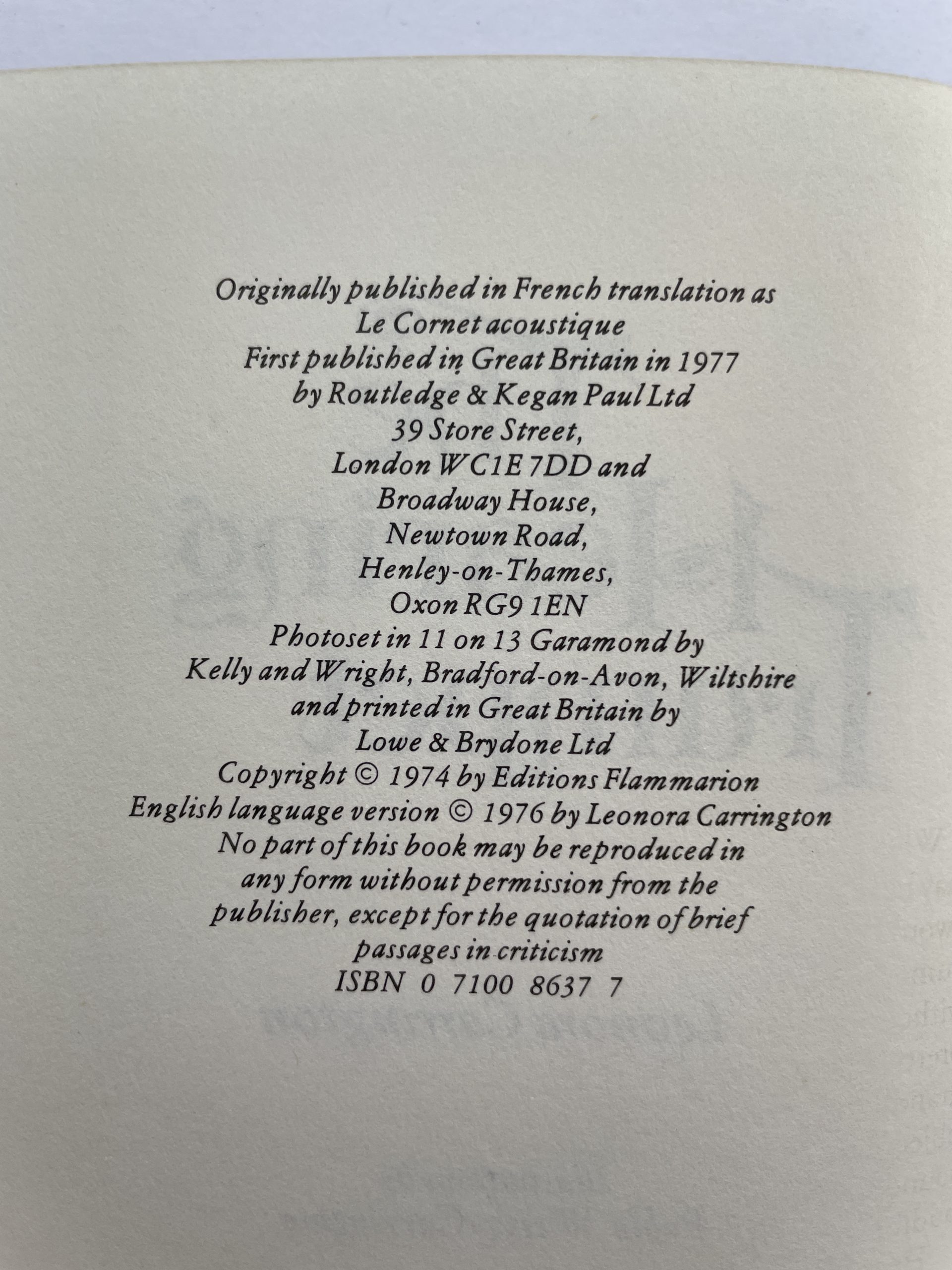 Leonora Carrington - The Hearing Trumpet - First Edition 1977 - Image 2