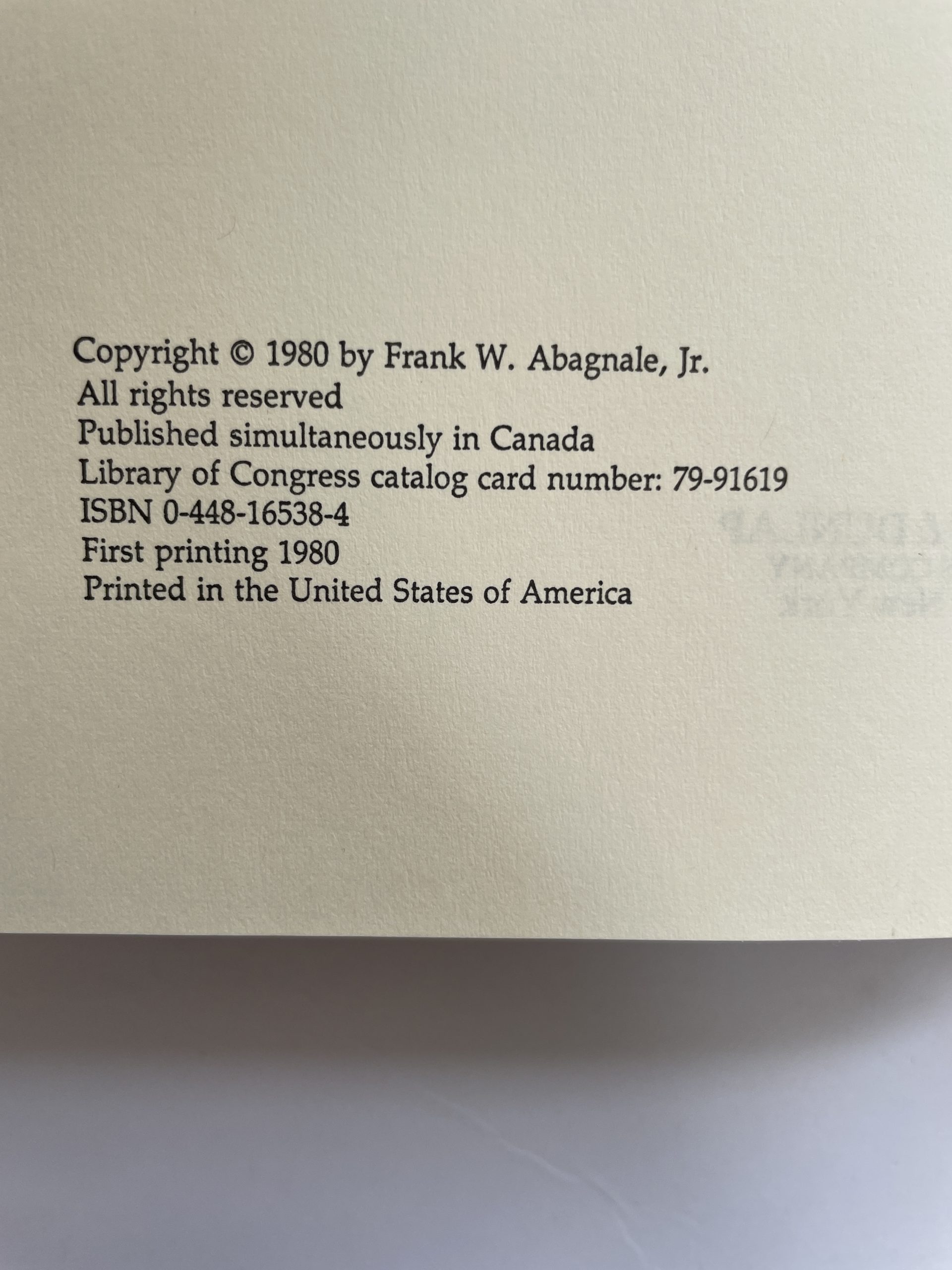 Frank W. Abagnale - Catch Me If You Can - SIGNED First US Edition 1980 - Inscribed to by Abagnale to Johnny Carson - Image 3