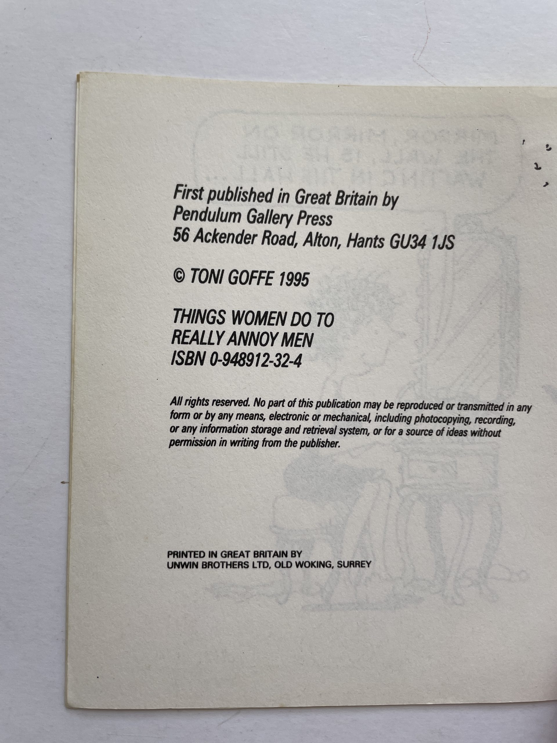 Toni Goffe - Things Women Do to Really Annoy Men - First Edition 1995 - Image 2