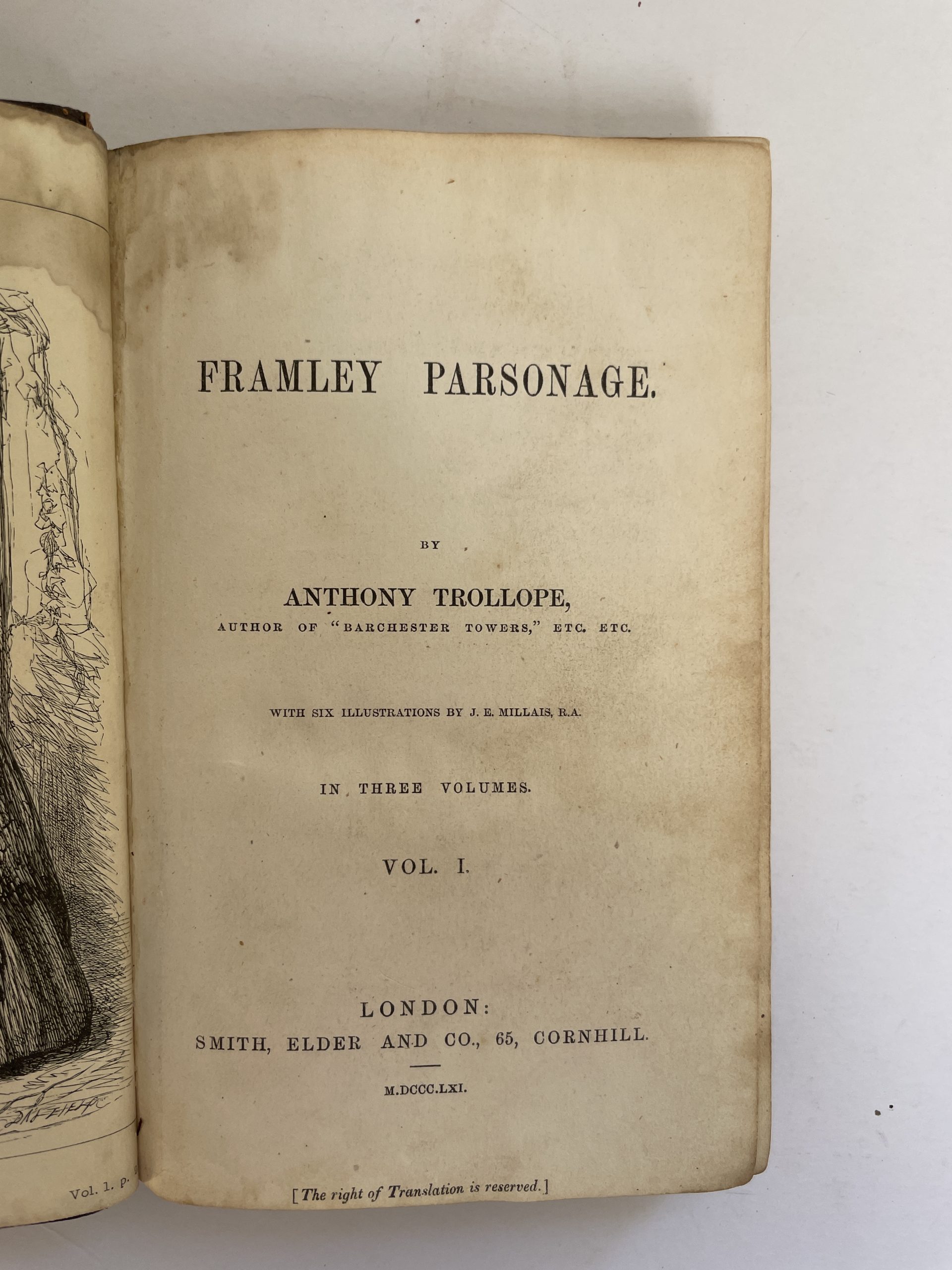 Anthony Trollope - Framley Parsonage - Author of “Barchester Towers,” etc. etc. - Three Volume First Edition Set 1861 - Image 3