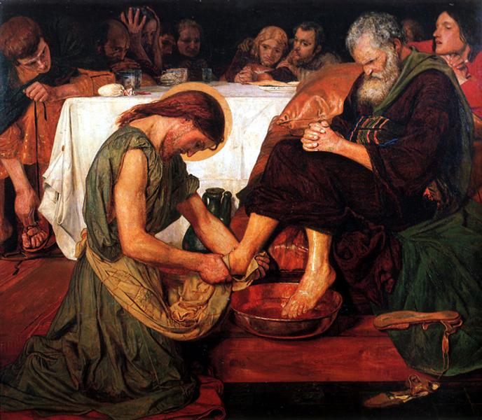 Jesus washing Peter's feet by Ford Madox Brown (1876) Jesus washing Peter's feet by Ford Madox Brown (1876)