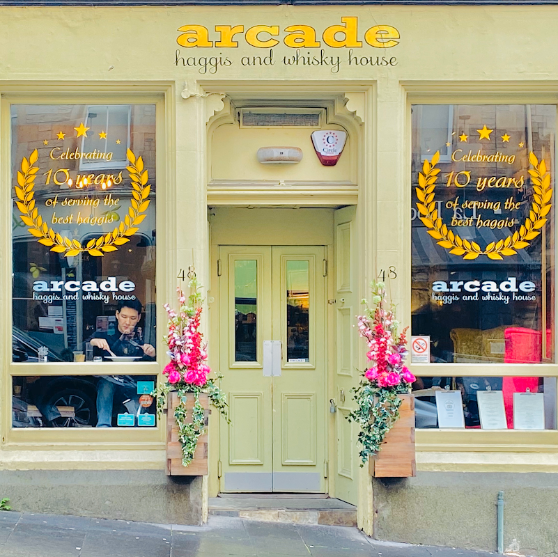 Arcade Bar Haggis & Whisky House, original home made Haggis for more than 20 years ❤️ logo