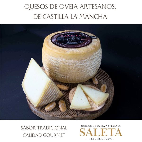1/2 Queso Curado de oveja Gourmet (1,2Kg) | Elaboración Artesana Queso de La Mancha-izquierda