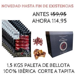 1,5 kg 100% iberische Bellota-Schulter aus Salamanca, in Scheiben geschnitten + Knochen + Würfel