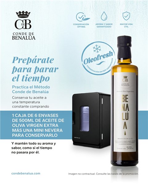 1 Caja AOVE Benalúa 500ml (6 ud) + Mini Nevera-detalle