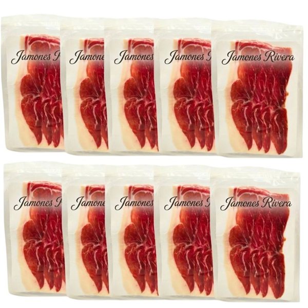 10 envelopes of Rivera Duroc ham sliced machine-cut in 80g Rivera-detalle