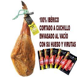 100% iberischer Bellota-Schinken, handgeschnitten mit Knochen und Spänen.