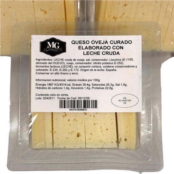 3 VORGESCHNITTENE STÜCKE REIFEN SCHAFSKÄSE AUS ROHMILCH (CA. 900 G) QUESOS MG-izquierda