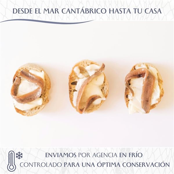 36-46 Filets d'anchois de Santoña Artisanaux Extra (200g) + 20-24 Anchois (Boquerones) de la Cantabrique à l'huile d'olive (200g) | Assortiments Gourmet | Élaboré par Casa Santoña-lateral