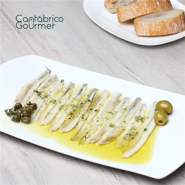 36-46 Filets d'anchois de Santoña Artisanaux Extra (200g) + 20-24 Anchois (Boquerones) de la Cantabrique à l'huile d'olive (200g) | Assortiments Gourmet | Élaboré par Casa Santoña-trasera