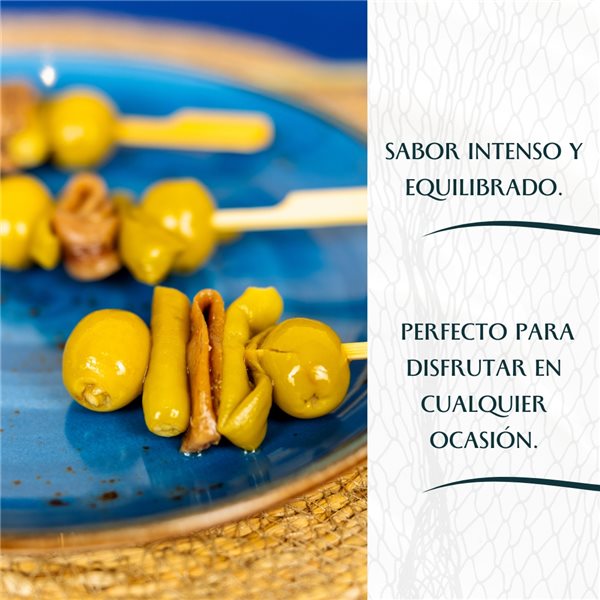 36-46 Handgemachte extra Anchoas-Filets aus Santoña (200 g) + 20 Gildas aus Anchoas vom Kantabrischen Meer in Olivenöl (600 g) | Verschiedene Gourmet-Pakete | Hergestellt von Casa Santoña-lateral