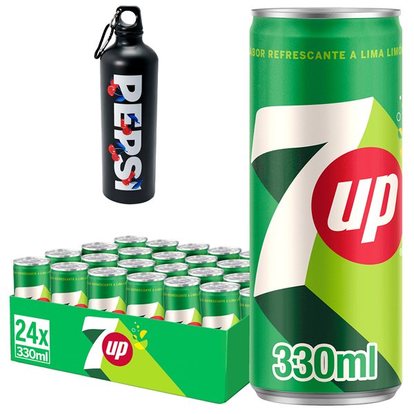 7UP Original Boisson au Citron et à la Lime avec Arôme Naturel, Canettes de 330 ml, Pack de 24 (7,92 L)-detalle