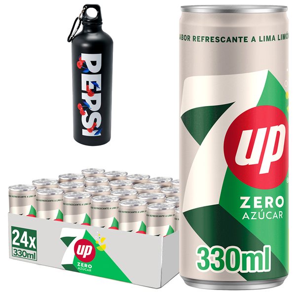 7UP Original Boisson au Citron et à la Lime avec Arôme Naturel, Canettes de 330 ml, Pack de 24 (7,92 L)-trasera