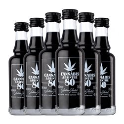 Absenta Antonio Nadal 80º Black — Negro Botellín Miniatura 4 cl Cannabis (Caja de 6 unidades)