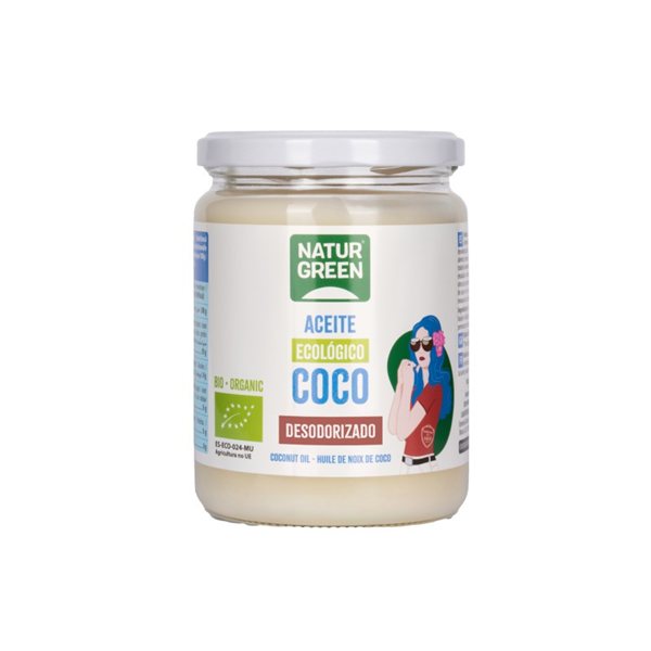 Deodorized Organic Coconut Oil 430ml-400g Naturgreen-lateral
