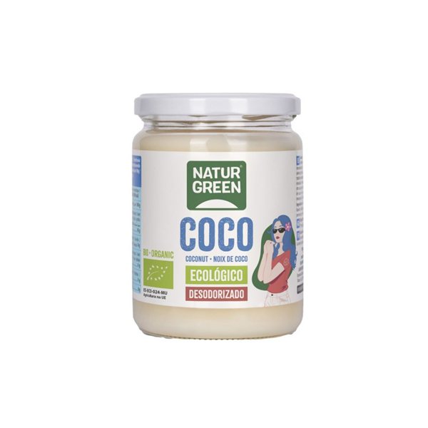 Deodorized Organic Coconut Oil 430ml-400g Naturgreen-trasera