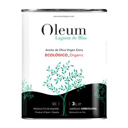 Aceite de Oliva Oleum Laguna de Blas Arbequina Aceite de Madrid AOVE Virgen Extra Eco — Ecológico Lata Especial 3 L
