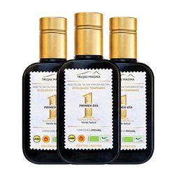 Aceite de Oliva Trujal de Mágina Verde Salud Picual Sierra Mágina Primer Día de Cosecha, AOVE Virgen Extra Eco — Ecológico Botellín 25 cl (Caja de 3 unidades)