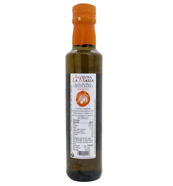 Aceite de Oliva Virgen Extra 25 Cl Cristal Arbequina cosecha 2024-2025-lateral