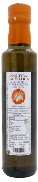 Aceite de Oliva Virgen Extra 25 Cl Cristal Arbequina cosecha 2024-2025-trasera