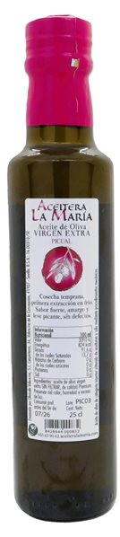 Aceite de Oliva Virgen Extra 25 Cl Cristal Picual cosecha 2024/2025-trasera