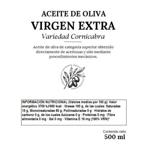 Aceite de oliva Virgen Extra AOVE cornicabra-detalle