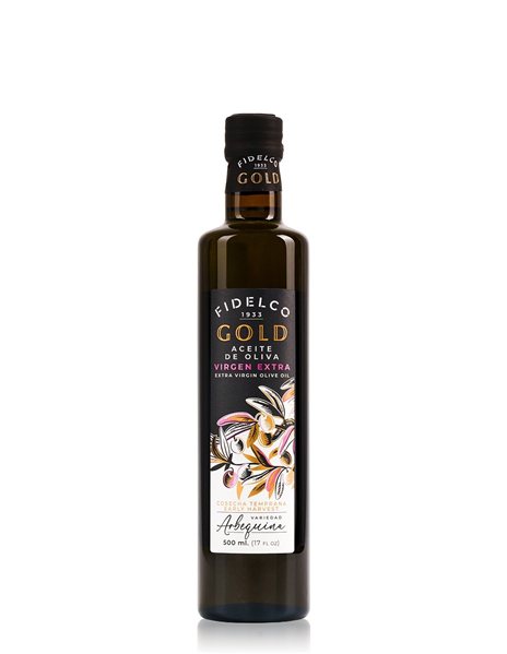 Extra natives Olivenöl Arbequina Fidelco Gold 500 ml mit Geschenkbox-detalle