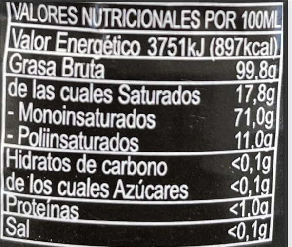 Aceite de oliva virgen extra “Especial Finibus” 1L-trasera