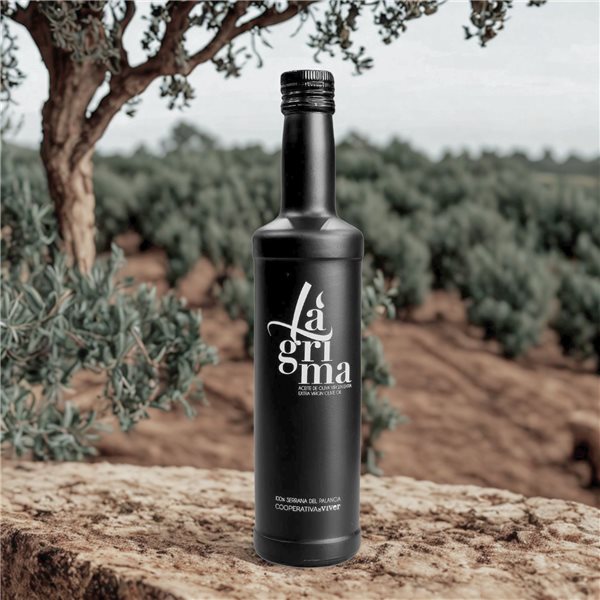 Aceite de oliva virgen extra Lágrima - botella 500ml.-lateral